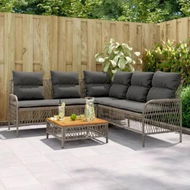 Detailed information about the product 2 Piece Garden Sofa Set with Cushions Grey Poly Rattan