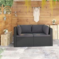 Detailed information about the product 2 Piece Garden Sofa Set With Cushions Poly Rattan Black