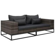 Detailed information about the product 2 Piece Garden Sofa Set With Cushions Poly Rattan Grey