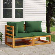 Detailed information about the product 2 Piece Garden Sofa Set With Cushions Solid Wood Acacia