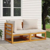 Detailed information about the product 2 Piece Garden Sofa Set With Cushions Solid Wood Acacia