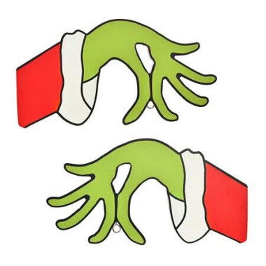 2 Piece Grinch Christmas Decoration Left Right Hands With Holes Ideal For Christmas Door Decorations And Festive Events