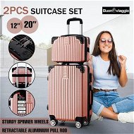 Detailed information about the product 2 Piece Luggage Set Carry On Hard Shell Travel Suitcases Traveller Checked Lightweight Rolling Trolley Vanity Bag