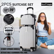 Detailed information about the product 2 Piece Luggage Set Carry On Travel Suitcases Hard Shell Lightweight Traveller Checked Rolling Travelling Trolley Vanity Bag