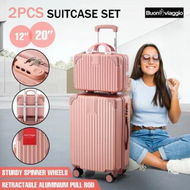 Detailed information about the product 2 Piece Luggage Travel Set Hard Shell Carry On Suitcases Traveller Lightweight Trolley Checked Vanity Bag Rolling Cabin Case with Wheels Rose Gold