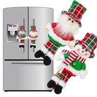 Detailed information about the product 2 Piece Set Old Man Snowman Refrigerator Handle Cover Ideal For Christmas Decorations And Festive Events