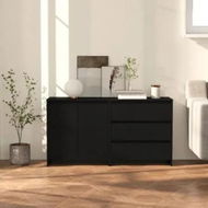 Detailed information about the product 2 Piece Sideboard Black Engineered Wood