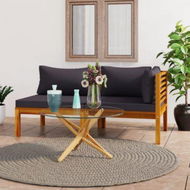 Detailed information about the product 2 Piece Sofa Set With Dark Grey Cushions Solid Acacia Wood