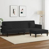 Detailed information about the product 2 Piece Sofa Set with Pillows Black Velvet