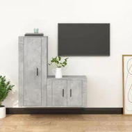 Detailed information about the product 2 Piece TV Cabinet Set Concrete Grey Engineered Wood