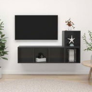 Detailed information about the product 2 Piece TV Cabinet Set High Gloss Grey Chipboard