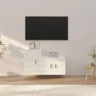 Detailed information about the product 2 Piece TV Cabinet Set High Gloss White Engineered Wood