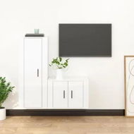 Detailed information about the product 2 Piece TV Cabinet Set High Gloss White Engineered Wood