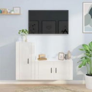 Detailed information about the product 2 Piece TV Cabinet Set High Gloss White Engineered Wood