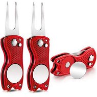 Detailed information about the product 2 Pieces Golf Repair Tool Stainless Steel Foldable Golf Divot Tool Golf Ball Marker (Red)