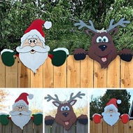 Detailed information about the product 2 Pieces Home Decor Christmas Garden Ornaments Fence Penguin Elk Santa Claus