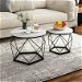 2 Round Coffee Table Set Sofa Bed Side End Nightstand Tea Cafe Cocktail Lounge Lamp Modern Black Metal Faux Marble Top. Available at Crazy Sales for $86.95
