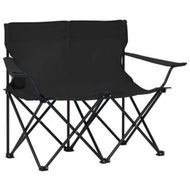 Detailed information about the product 2-Seater Foldable Camping Chair Steel And Fabric Black