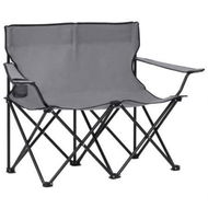 Detailed information about the product 2-Seater Foldable Camping Chair Steel And Fabric Grey