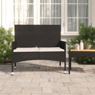 Detailed information about the product 2-Seater Garden Bench With Cushions Black Poly Rattan