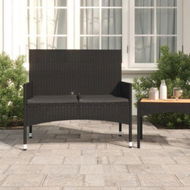 Detailed information about the product 2-Seater Garden Bench With Cushions Black Poly Rattan