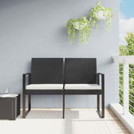 Detailed information about the product 2-Seater Garden Bench With Cushions Black PP Rattan