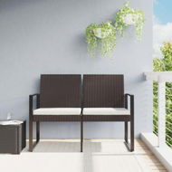 Detailed information about the product 2-Seater Garden Bench With Cushions Brown PP Rattan