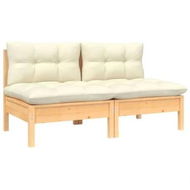 Detailed information about the product 2-Seater Garden Sofa with Cream Cushions Solid Pinewood