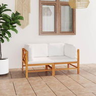 Detailed information about the product 2-Seater Garden Sofa With Cream Cushions Solid Wood Teak