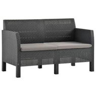 Detailed information about the product 2-Seater Garden Sofa with Cushions Anthracite PP Rattan