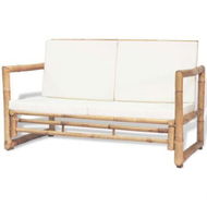 Detailed information about the product 2 Seater Garden Sofa With Cushions Bamboo