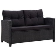 Detailed information about the product 2-Seater Garden Sofa With Cushions Black 124 Cm Poly Rattan