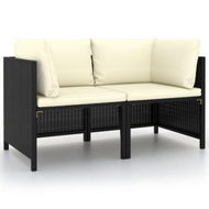 Detailed information about the product 2-Seater Garden Sofa With Cushions Black Poly Rattan