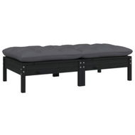 Detailed information about the product 2-Seater Garden Sofa With Cushions Black Solid Pinewood