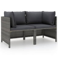 Detailed information about the product 2-Seater Garden Sofa With Cushions Grey Poly Rattan