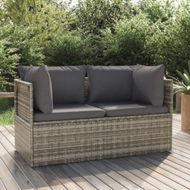 Detailed information about the product 2-Seater Garden Sofa With Cushions Grey Poly Rattan