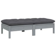 Detailed information about the product 2-Seater Garden Sofa With Cushions Grey Solid Pinewood