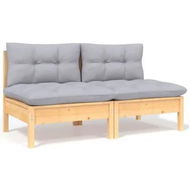 Detailed information about the product 2-Seater Garden Sofa with Grey Cushions Solid Pinewood