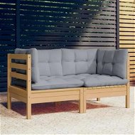 Detailed information about the product 2-Seater Garden Sofa with Grey Cushions Solid Wood Pine