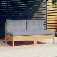 Detailed information about the product 2-Seater Garden Sofa with Grey Cushions Solid Wood Pine