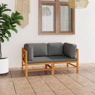 Detailed information about the product 2-Seater Garden Sofa With Grey Cushions Solid Wood Teak