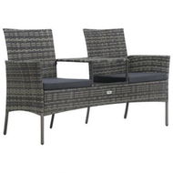 Detailed information about the product 2-Seater Garden Sofa With Tea Table Poly Rattan Anthracite