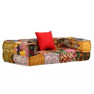 Detailed information about the product 2-Seater Modular Sofa With Armrests Fabric Patchwork