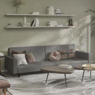 Detailed information about the product 2-Seater Sofa Bed Grey Faux Leather