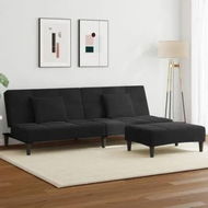 Detailed information about the product 2-Seater Sofa Bed with Footstool Black Velvet