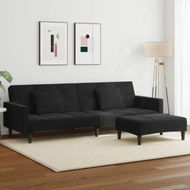 Detailed information about the product 2-Seater Sofa Bed with Footstool Black Velvet