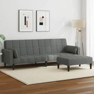 Detailed information about the product 2-Seater Sofa Bed with Footstool Dark Grey Fabric