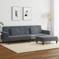 Detailed information about the product 2-Seater Sofa Bed with Footstool Dark Grey Velvet