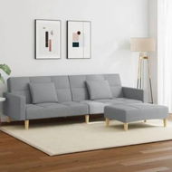 Detailed information about the product 2-Seater Sofa Bed with Footstool Light Grey Fabric