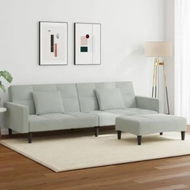 Detailed information about the product 2-Seater Sofa Bed with Footstool Light Grey Velvet